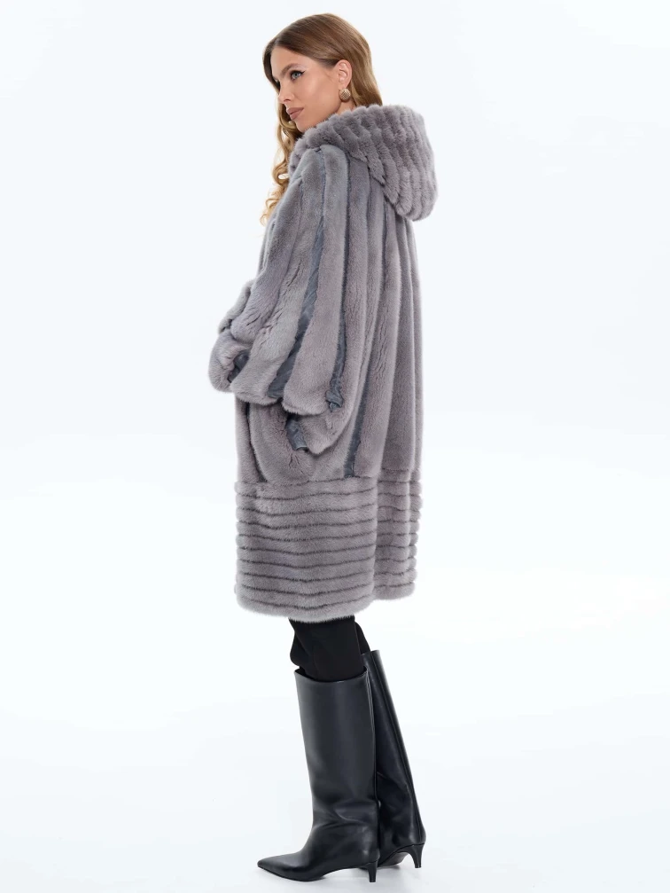 Норковая женская шуба BRASCHI ELM 042, серая, размер 46, артикул 34440-5