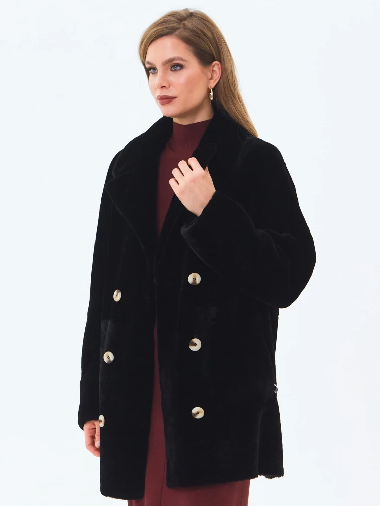 Черная женская шуба из астрагана 2064, размер 48, артикул 64630-2