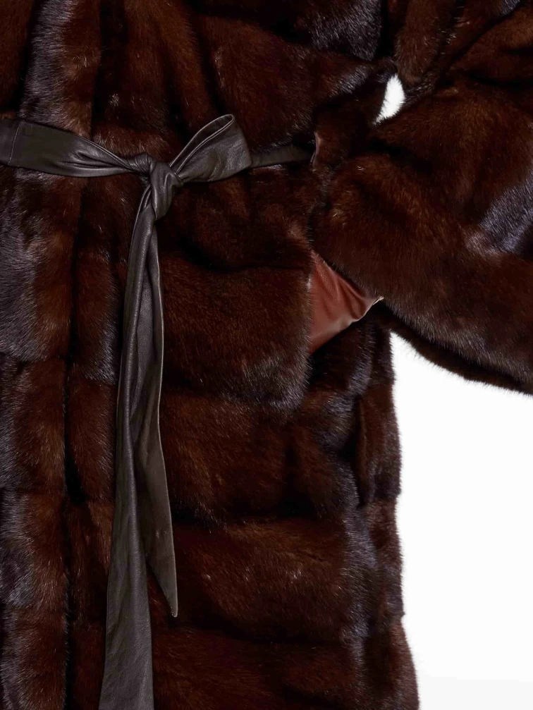 Короткая коричневая норковая женская шуба MANAKAS 2524, размер 38, артикул 34470-2