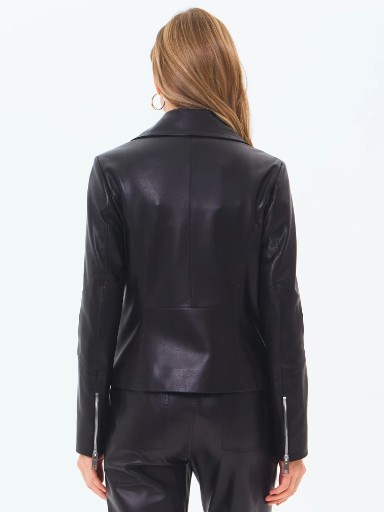 Короткая женская кожаная куртка косуха премиум класса 3095, черная, размер 46, артикул 24440-7