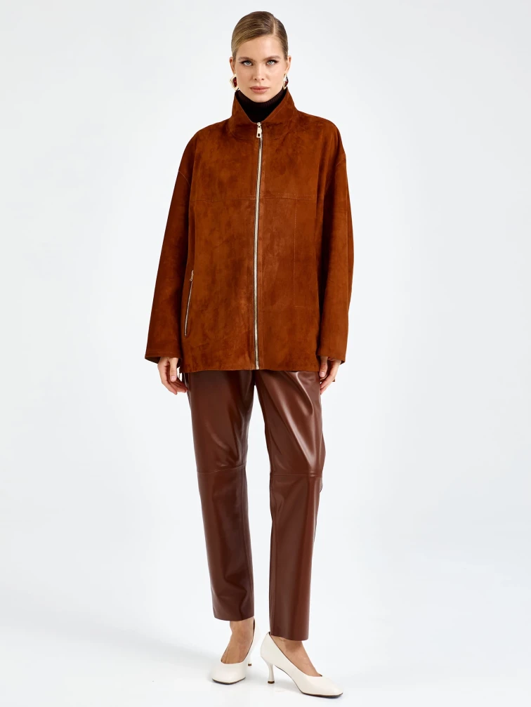 Женская замшевая куртка премиум класса 3090з, виски, размер 48, артикул 92410-4