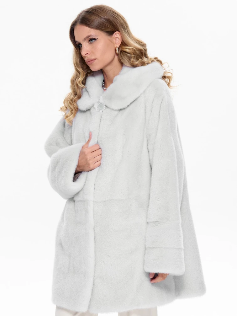 Белая норковая шуба с капюшоном Жанет, размер 52, артикул 65480-3