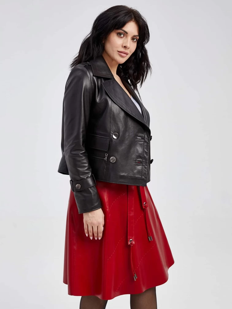 Красная кожаная юбка 01рс, размер 52, артикул 85142-4