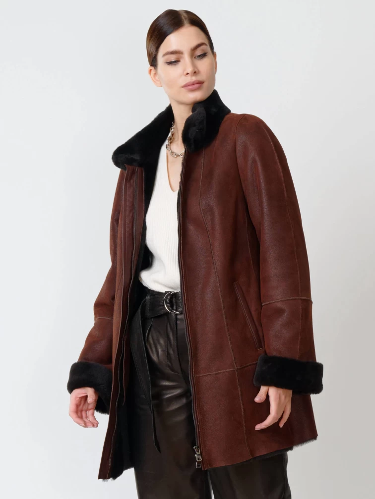 Зимний комплект женский: Дубленка 267 + Брюки 05, виски/черный, р. 44, арт. 111290-3