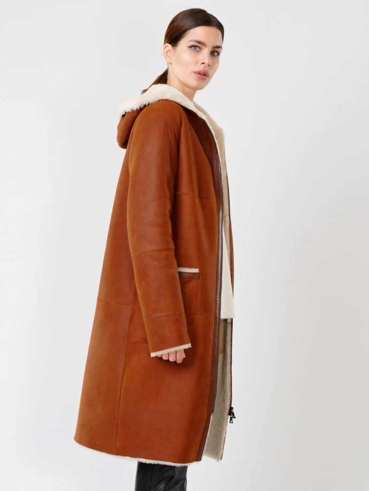 Демисезонный комплект женский: Дубленка 203 + Брюки 03, табачный/черный, р. 44, арт. 111189-4