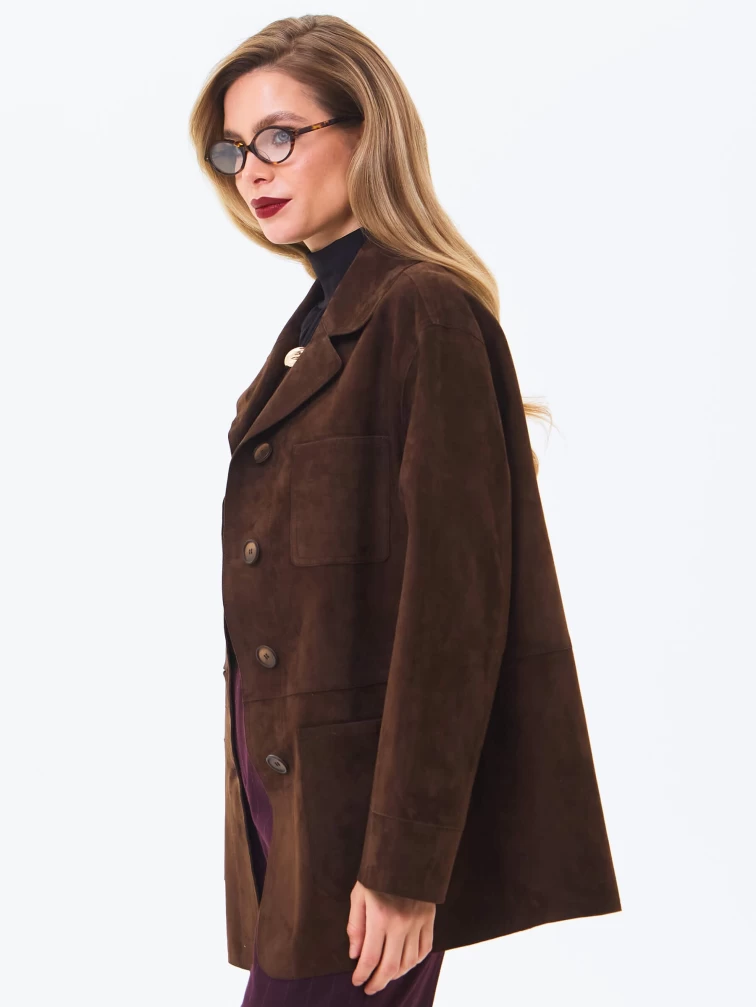Замшевая куртка премиум класса для женщин 3092з, коричневая, размер 44, артикул 24630-4