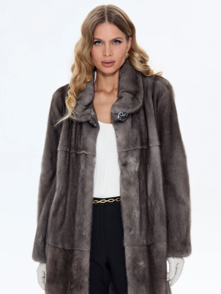 Женская норковая шуба MAKIS ROUSSOULIS METALICA-G, серая, размер 44, артикул 34480-2