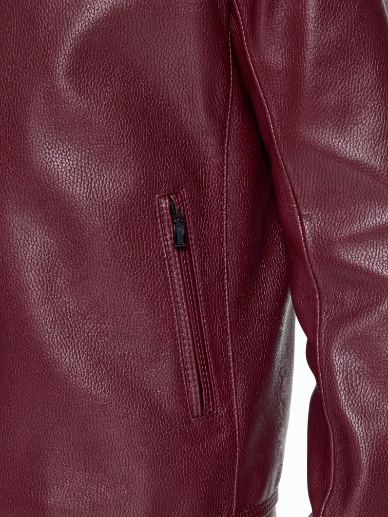 Бордовая мужская кожаная куртка 2010-9, размер 48, артикул 29780-2