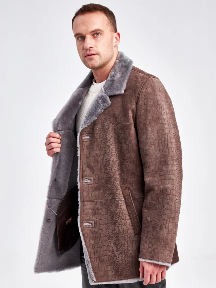 Дубленка классическая мужская 2354, бежевая, размер 50, артикул 71170-0