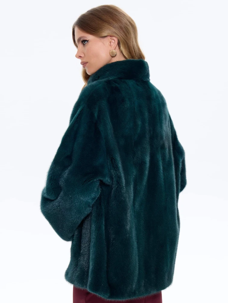 Короткая женская норковая куртка Жанет-2, зеленая, размер 44, артикул 65660-5