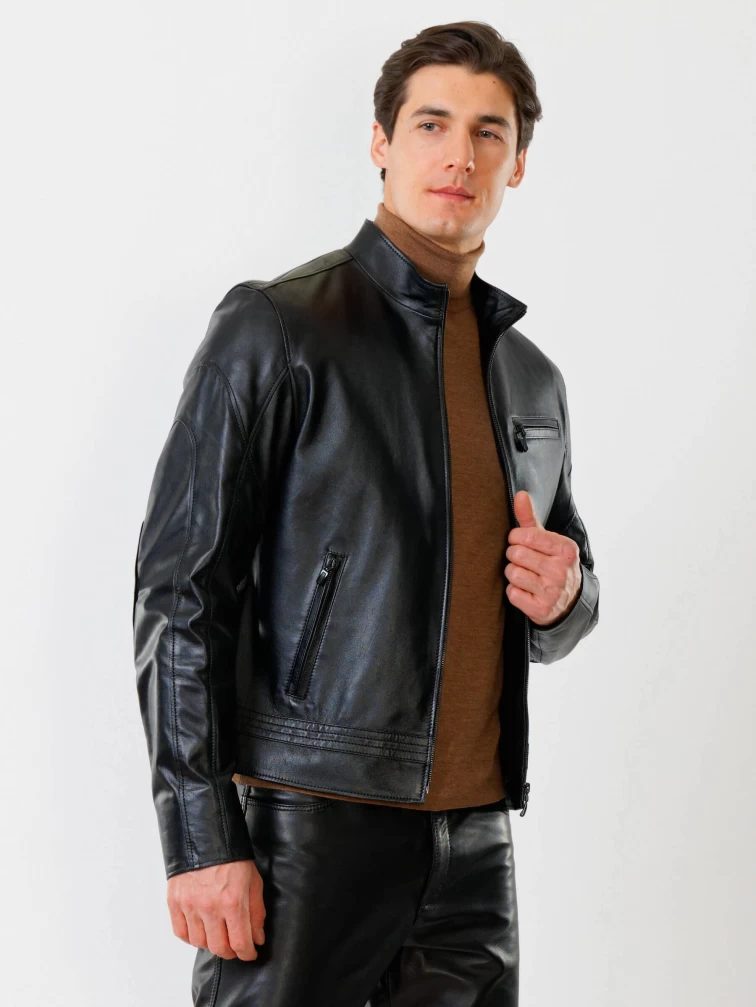 Кожаная куртка мужская 506о, черная, размер 48, артикул 27870-5