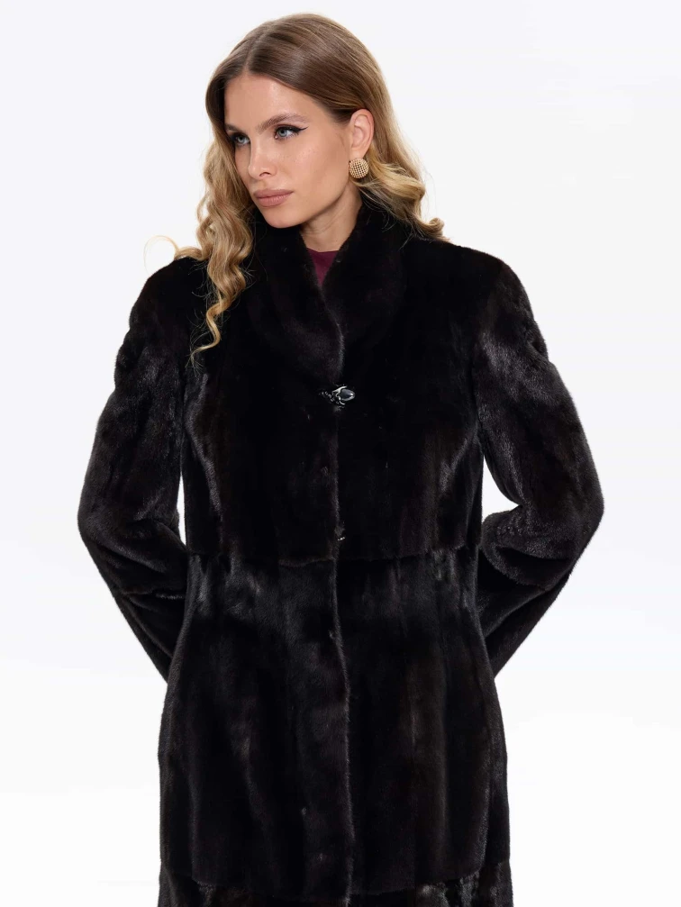 Шуба из меха норки MAKIS ROUSSOULIS METALICA, черная, размер 44, артикул 34500-4