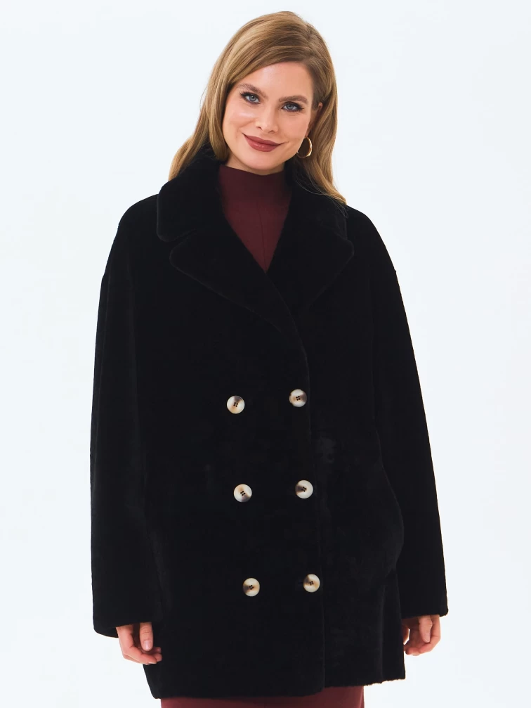 Черная женская шуба из астрагана 2064, размер 48, артикул 64630-0