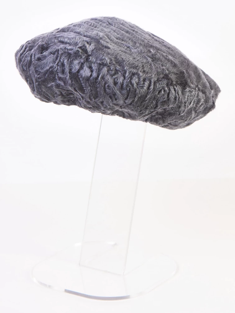 Меховой головной (берет) убор из меха каракуля женский М-277, графитовый, размер 58, артикул 51355-0