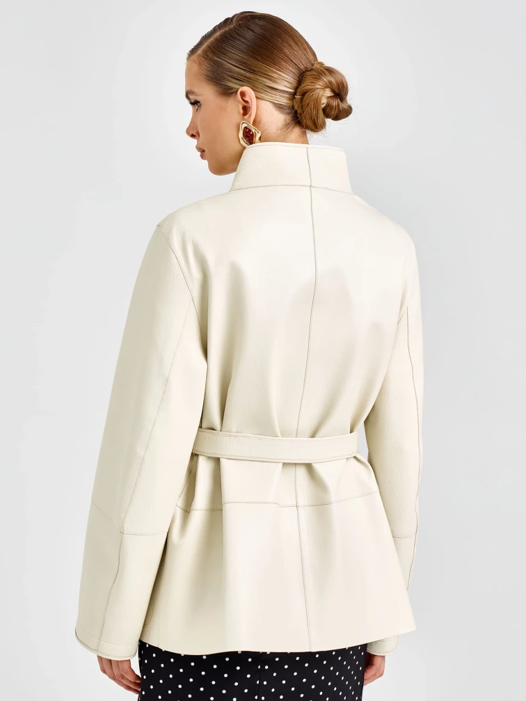 Женская белая кожаная куртка премиум класса 3105, размер 46, артикул 92150-5