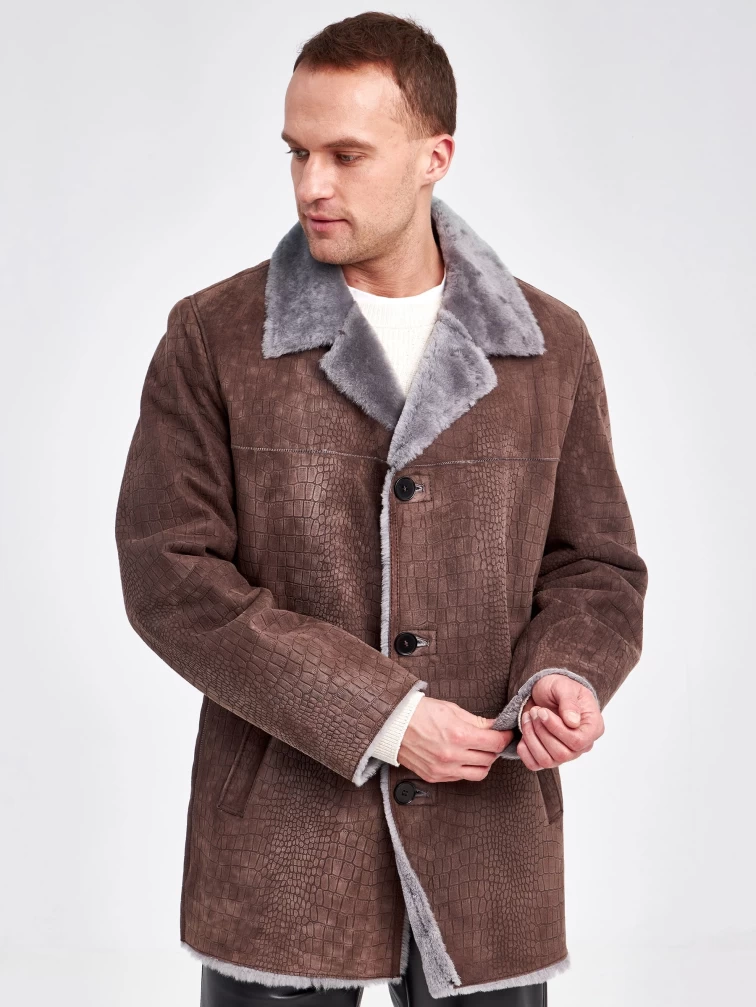 Дубленка классическая мужская 2354, бежевая, размер 50, артикул 71170-3