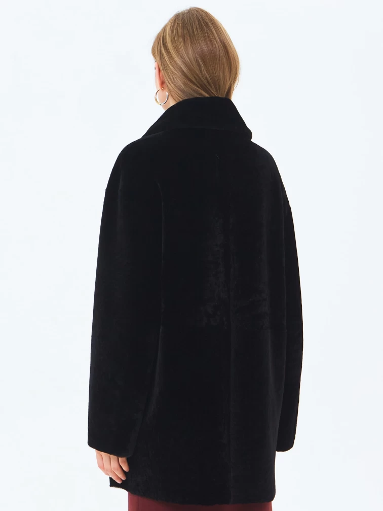 Черная женская шуба из астрагана 2064, размер 48, артикул 64630-3