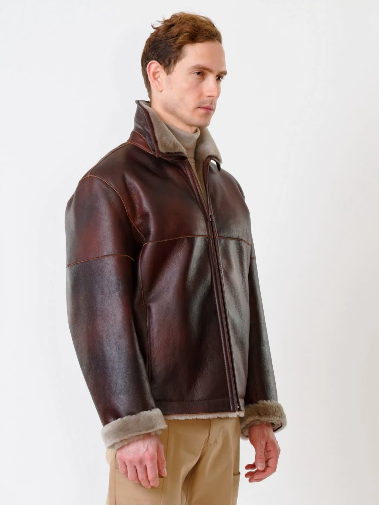 Короткая мужская дубленка 140, виски, размер 48, артикул 70250-1