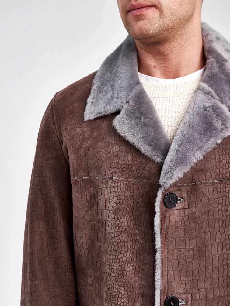 Дубленка классическая мужская 2354, бежевая, размер 50, артикул 71170-4