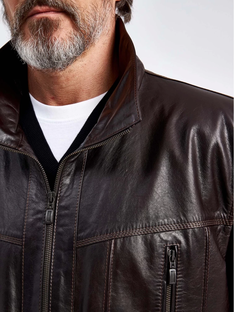 Кожаная куртка мужская 508, коричневая, размер 58, артикул 29570-4