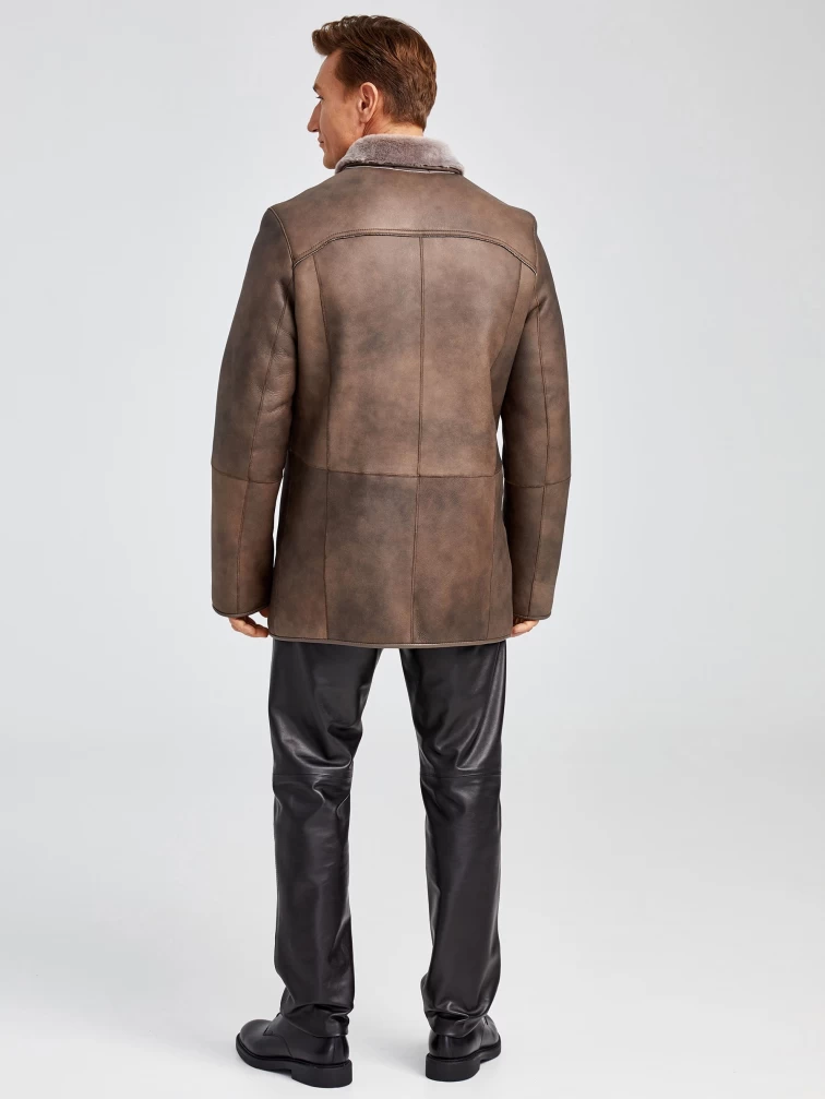 Классическая мужская дубленка 402, серо-коричневая, размер 50, артикул 70751-4