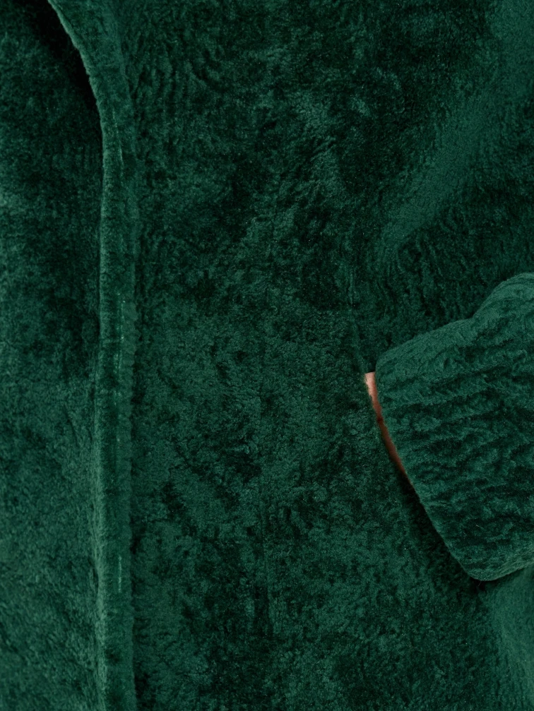 Зеленая дубленка из астрагана 58мех, размер 46, артикул 64760-2