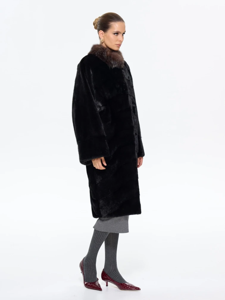 Норковая длинная женская шуба Анастасия, черная, размер 44, артикул 65650-4