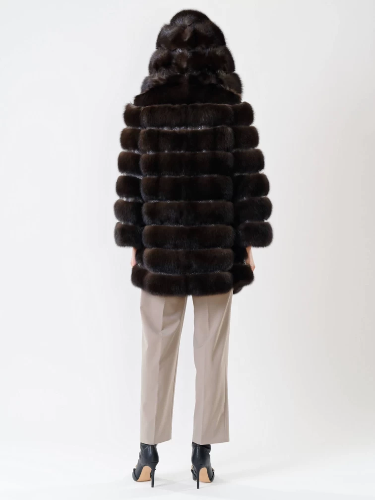 Шуба из меха соболя женская 313, коричневая, размер 48, артикул 19000-4