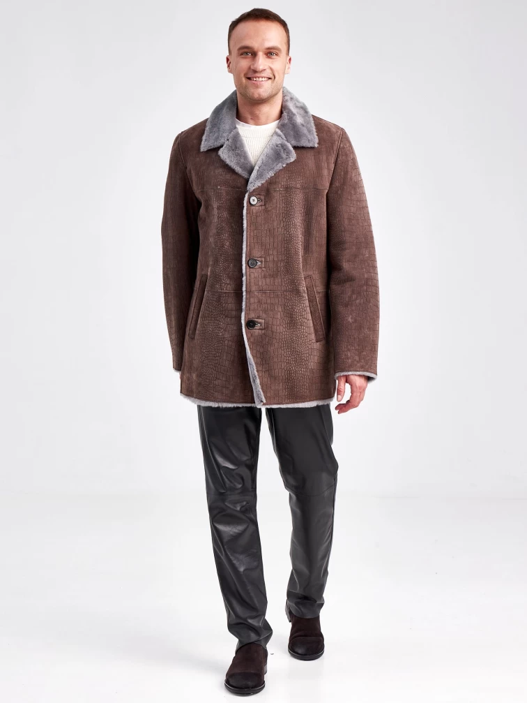 Дубленка классическая мужская 2354, бежевая, размер 50, артикул 71170-1