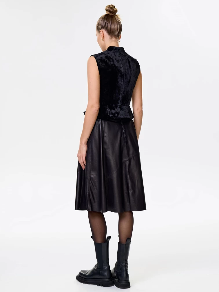 Кожаная расклешенная юбка из натуральной кожи 01рс, черная, размер 44, артикул 85460-7