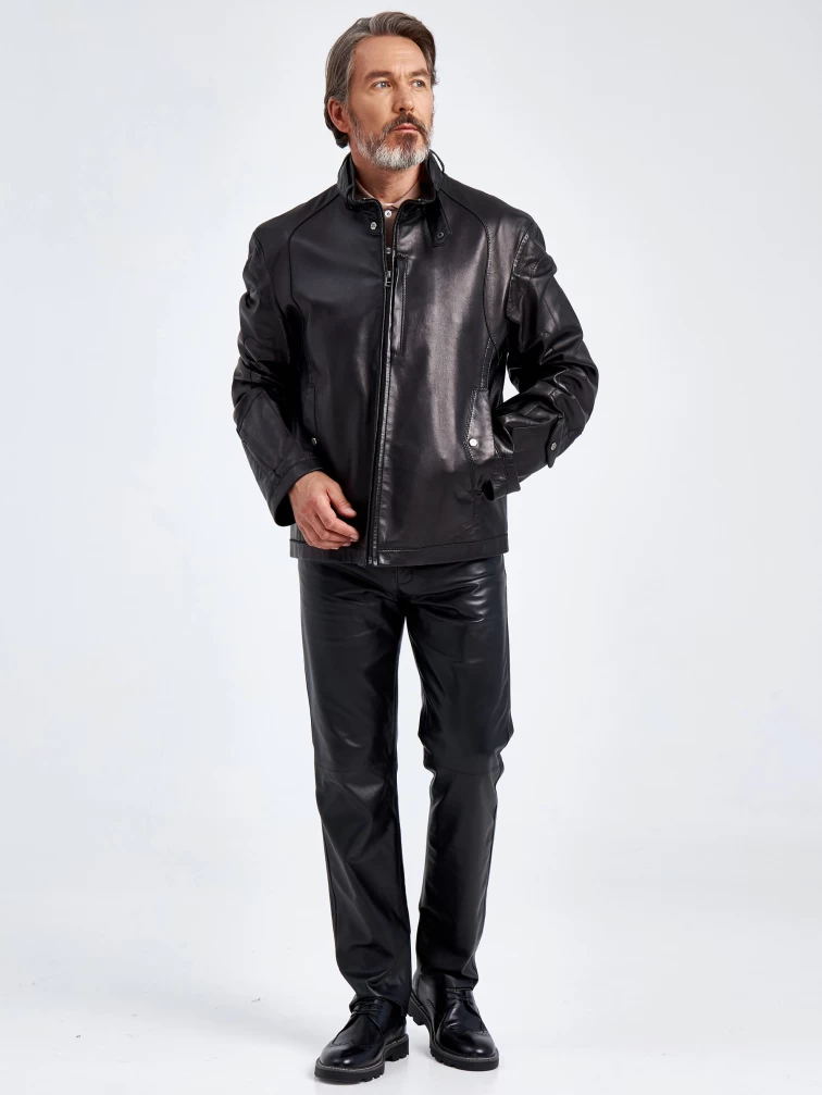 Кожаная куртка мужская Кельвин, черная, размер 58, артикул 29160-6