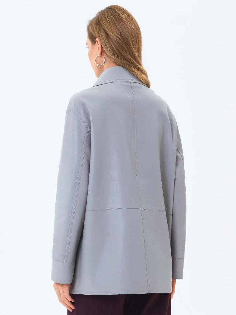 Серый женский кожаный пиджак премиум класса 3092, размер 46, артикул 24590-3