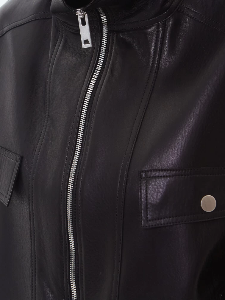 Женская кожаная куртка премиум класса 3087, черная, размер 46, артикул 24460-2