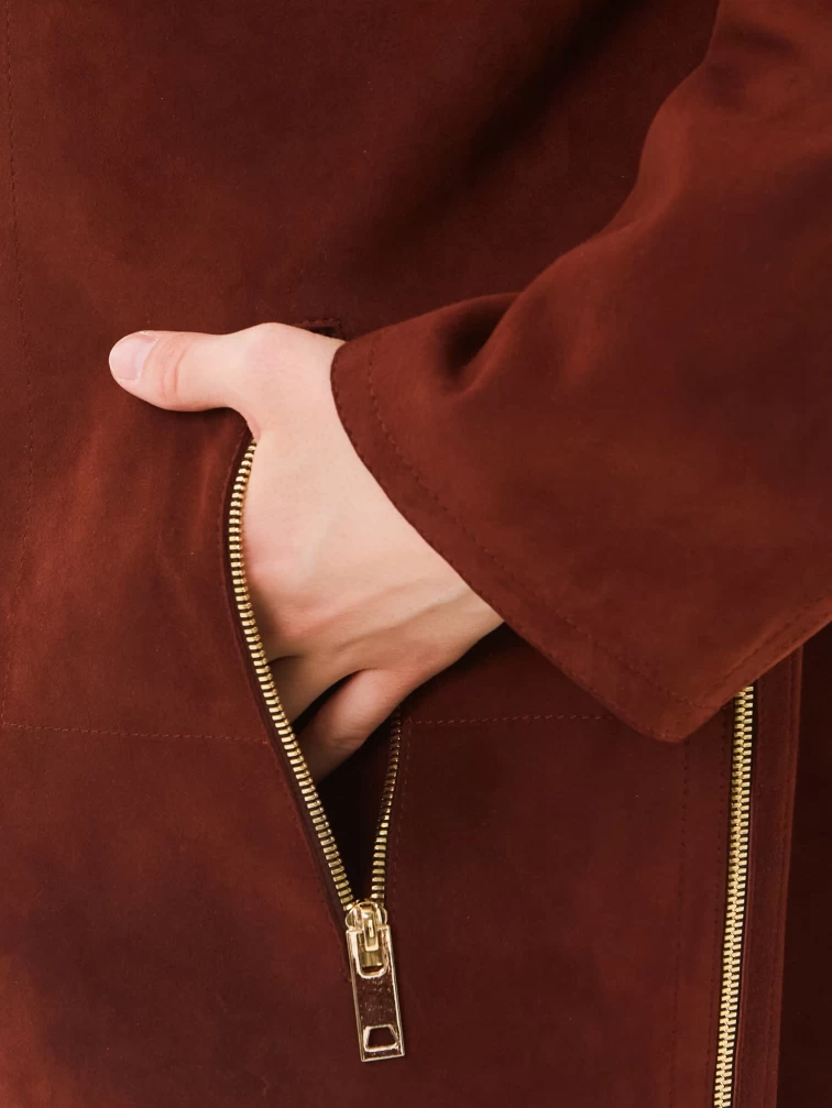 Женская замшевая куртка премиум класса 3090з, табачная, размер 46, артикул 24380-2