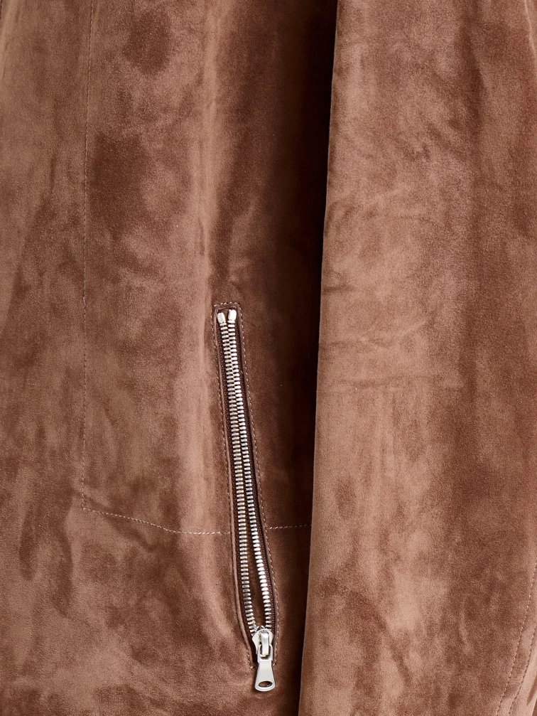 Замшевая женская куртка премиум класса 3090з, светло-коричневая, размер 42, артикул 92360-2