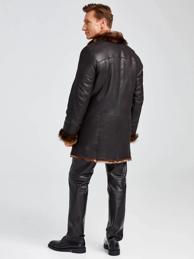 Классическая мужская дубленка из тосканы премиум класса Леон(т), черный триколор, размер 60, артикул 70711-5