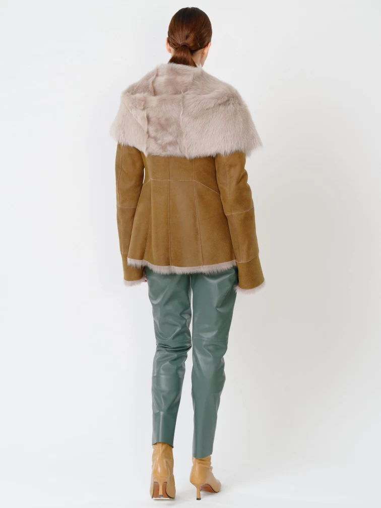 Зимний комплект женский: Дубленка 122 + Брюки 03, бежевый/оливковый, р. 42, арт. 111367-2