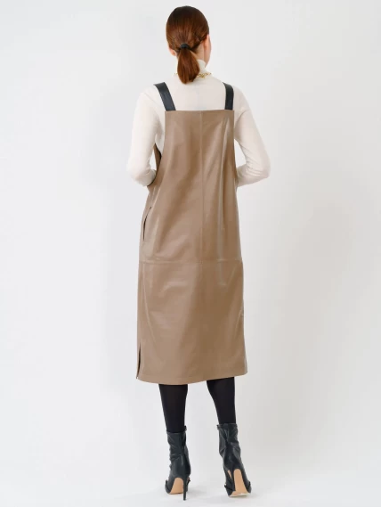 Кожаный сарафан 01, серо-коричневый, размер 44, артикул 85271-5