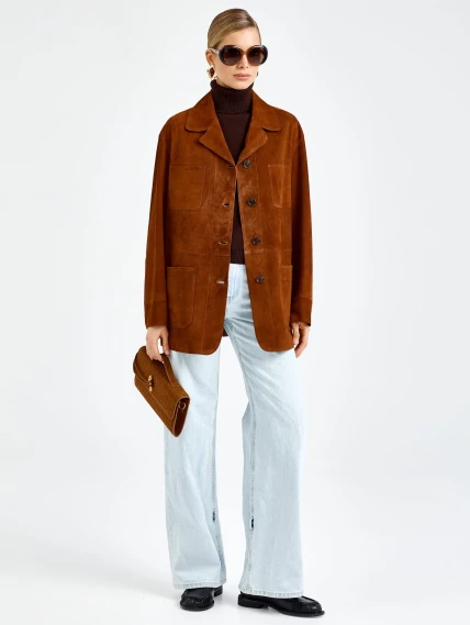 Женская замшевая куртка 3092з, виски, размер 46, артикул 92330-0