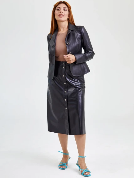 Длинная кожаная юбка 08, черная, размер 44, артикул 85550-6