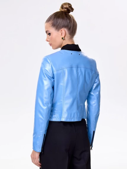 Голубая женская кожаная косуха 389, размер 44, артикул 90421-5