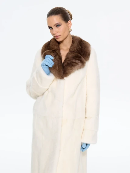 Длинная женская шуба из меха норки Лола, белая, размер 48, артикул 65620-1