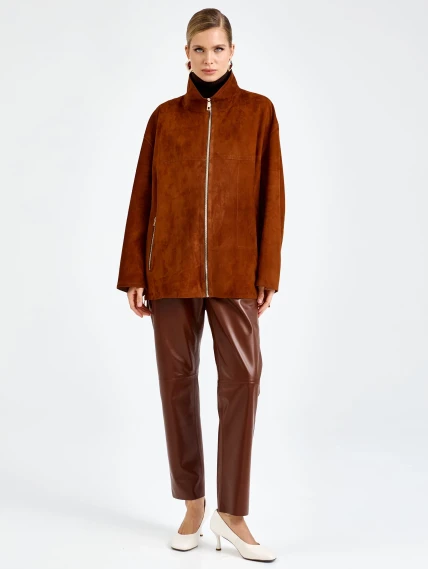 Женская замшевая куртка премиум класса 3090з, виски, размер 48, артикул 92410-4