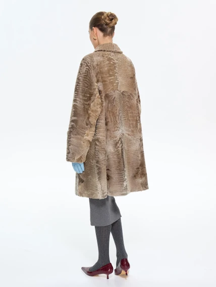 Длинная женская шуба из меха каракульчи Лиза, бежевая, размер 56, артикул 65600-5