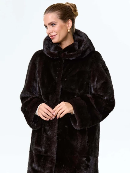 Шуба длинная из меха норки женская Надежда(к), черная, размер 48, артикул 64530-3