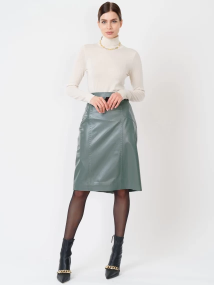 Оливковая кожаная юбка карандаш 02рс, размер 46, артикул 85471-3