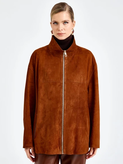 Женская замшевая куртка премиум класса 3090з, виски, размер 48, артикул 92410-0