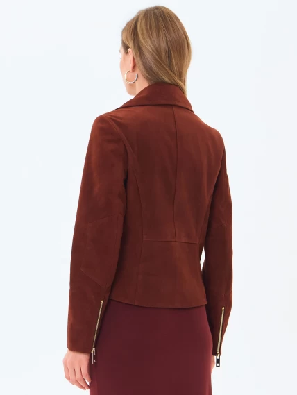 Короткая женская замшевая куртка косуха премиум класса 3095з, табачная, размер 46, артикул 24450-5