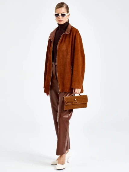 Женская замшевая куртка премиум класса 3090з, виски, размер 48, артикул 92410-1