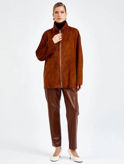 Женская замшевая куртка премиум класса 3090з, виски, размер 48, артикул 92410-7